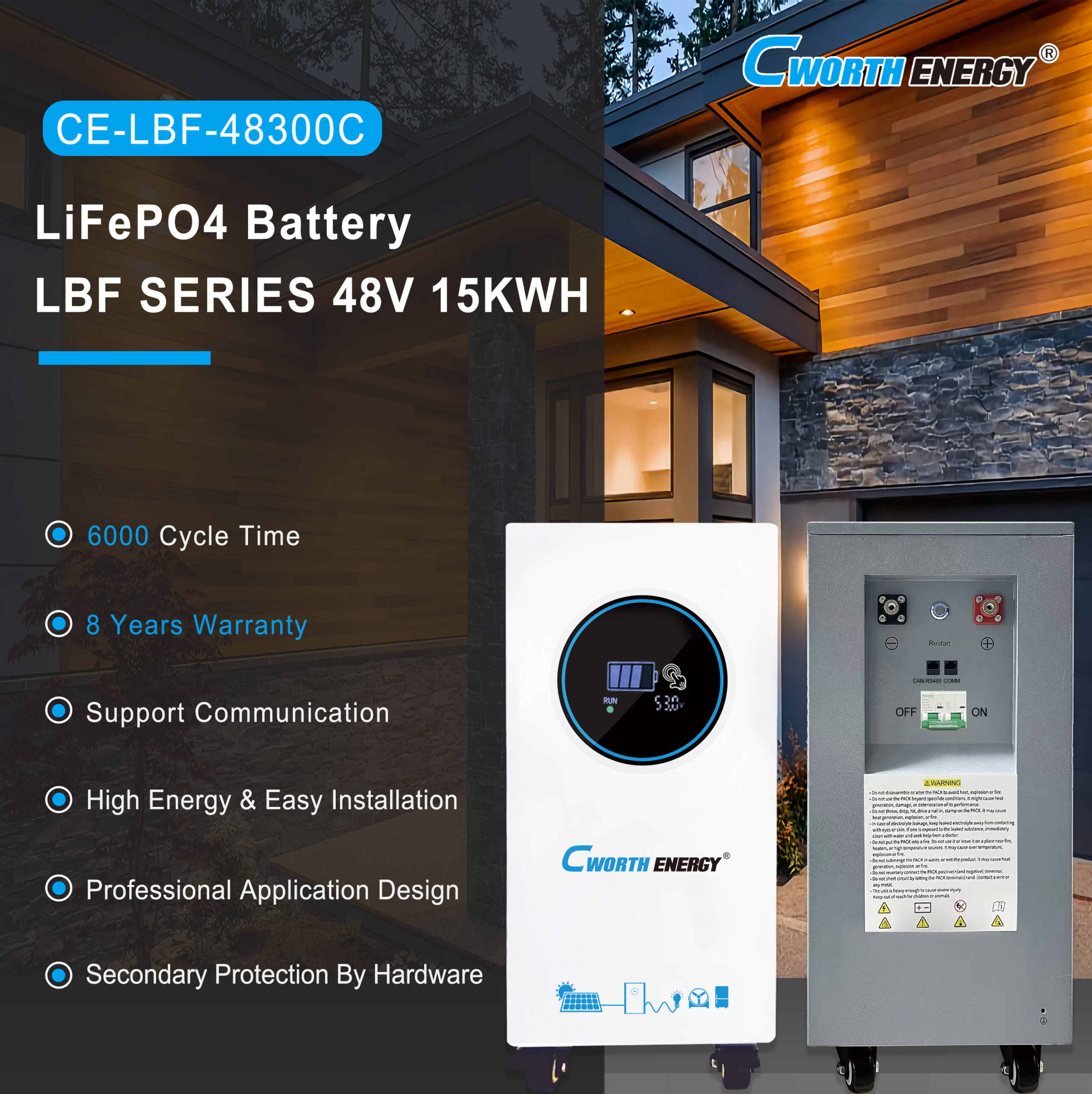 15kwh LiFePO4 Battery 48V CE-LBD-48300C - Image 4